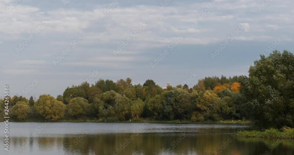 Beautiful Time lapse autumn landscape in forest by the lake. Beautiful Time lapse autumn landscape in forest by the lake.