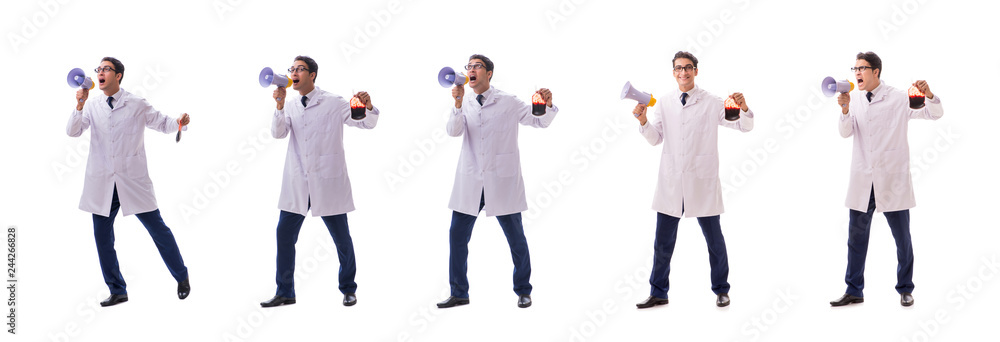 Fototapeta premium Doctor in blood donation concept isolated on white