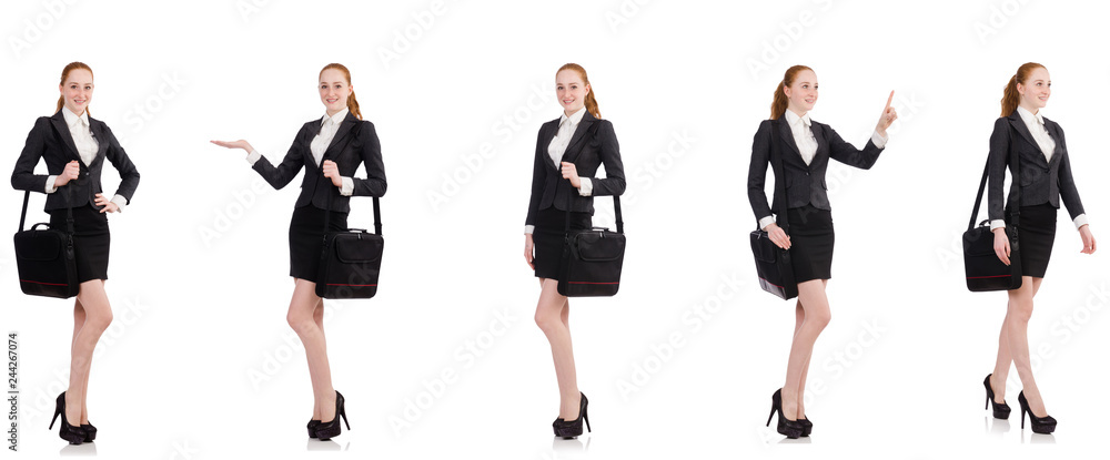 Fototapeta premium Businesswoman with handbag isolated on white