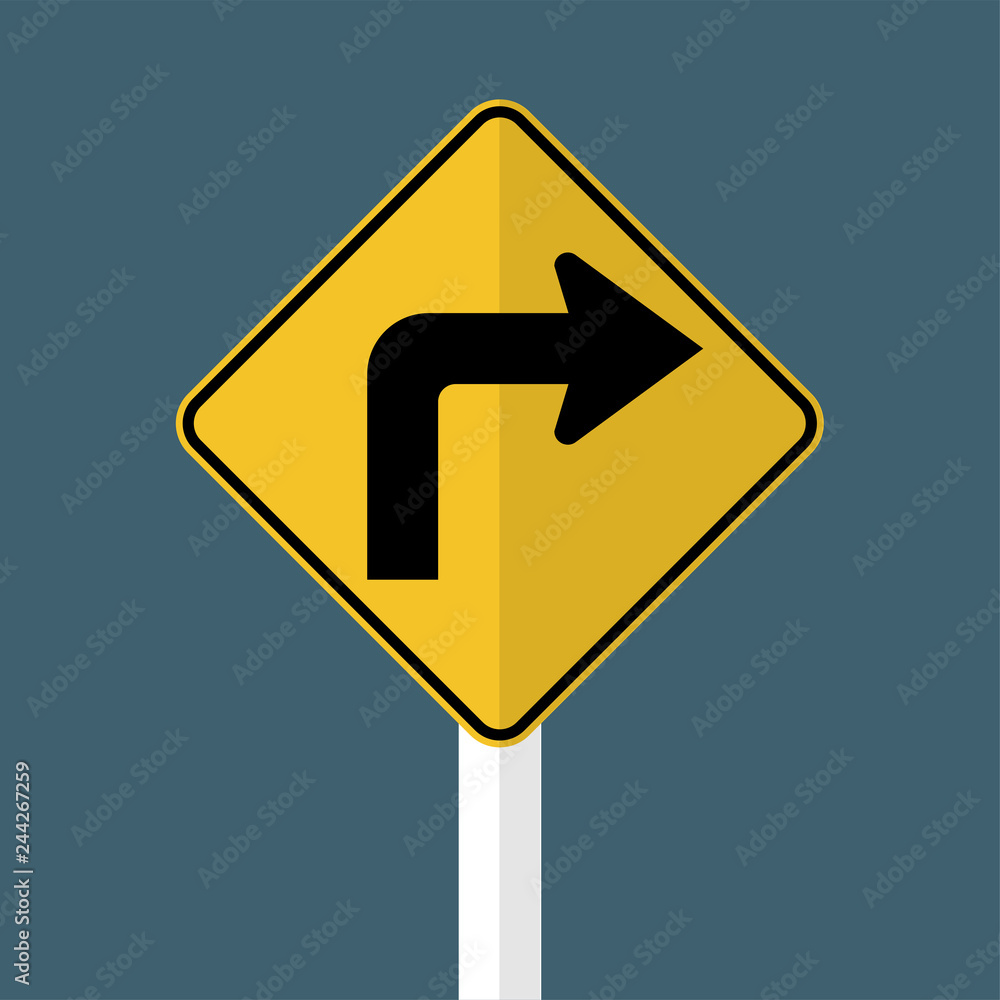right turn ahead traffic sign right turn ahead traffic sign