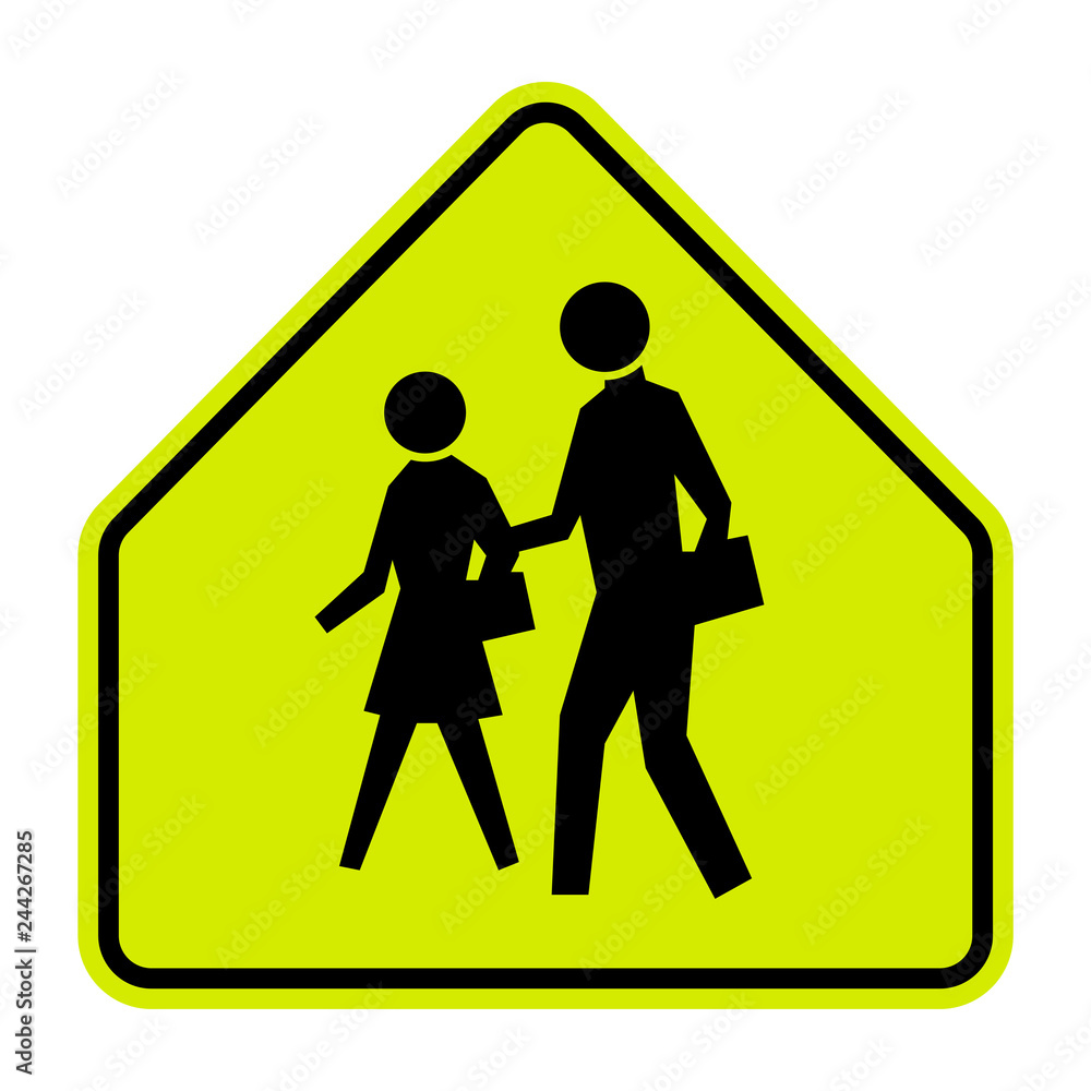 School Zone traffic Sign on white background School Zone traffic Sign on white background