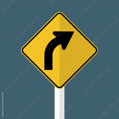 Right Curve Ahead Sign Free Download Right Curve Ahead Sign - GFXLoad