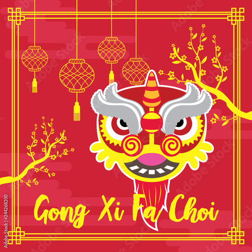 Chinese New Year Design Template Gong Xi Barongsai