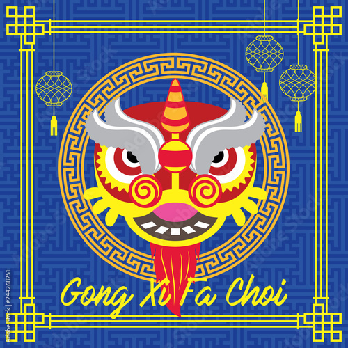 Chinese New Year Design Template Gong Xi Barongsai