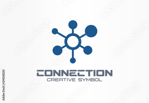 Connect creative symbol concept. Social media network, communication hub abstract business logo. Global link, data share, digital technology icon.