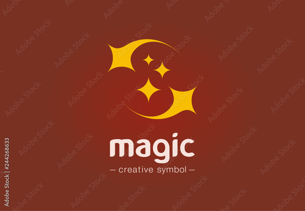 Magic show creative symbol concept. Sparkle star, dust, miracle, wonderwork abstract business logo. Illusion, sleep dream, fairytale icon Magic show creative symbol concept. Sparkle star, dust, miracle, wonderwork abstract business logo. Illusion, sleep dream, fairytale icon