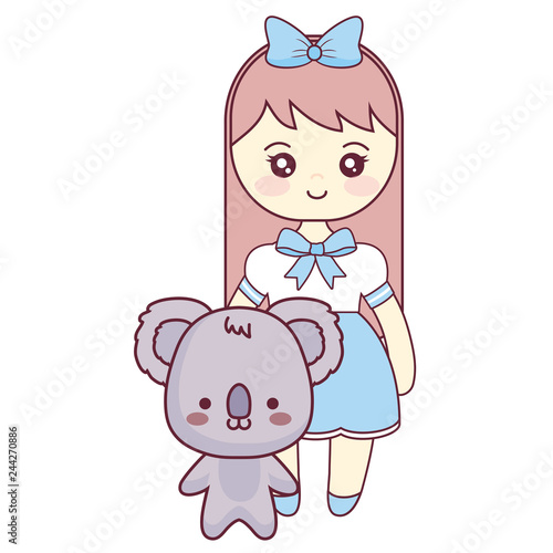 cute and little koala with girl