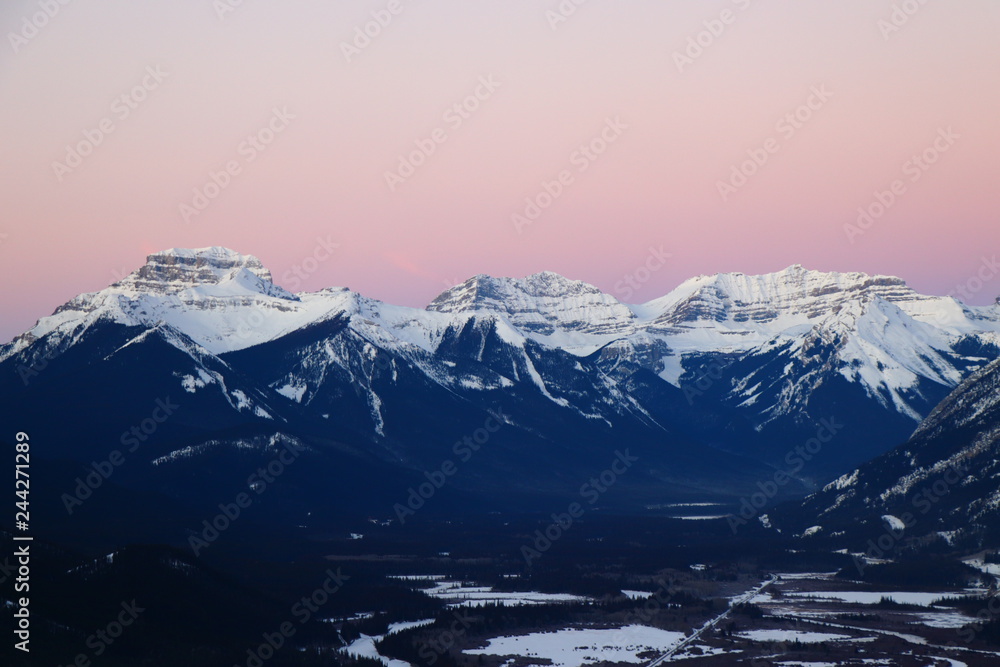 Sunrise view from Tunnel Mountain, The Banff National Park, Alberta, Canada, Rocky Mountains, Canadian Rockies, winter