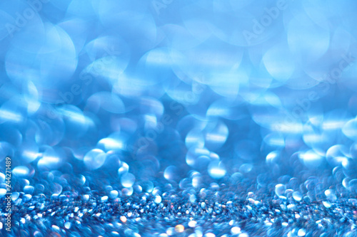 blue and white glitter abstract bokeh background Christmas 