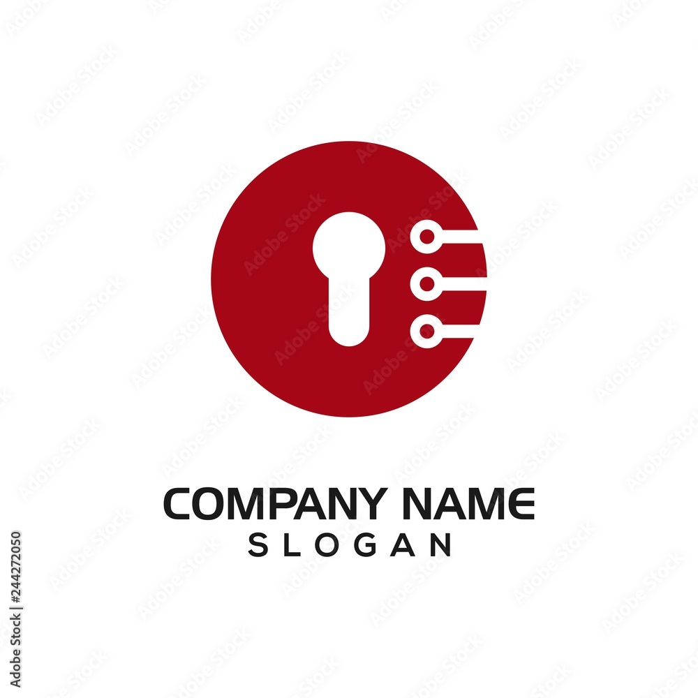 Modern shield with keyhole and technology accent for security logo template or design resources Modern shield with keyhole and technology accent for security logo template or design resources