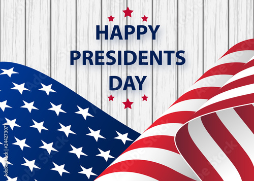 Happy Presidents Day background template. United States Happy president's day - poster with flag of the USA. 