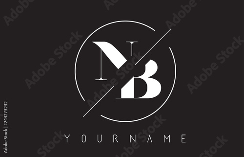 NB Letter Logo with Cutted and Intersected Design