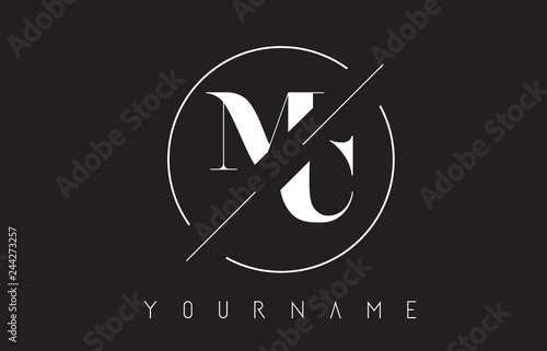 MC Letter Logo with Cutted and Intersected Design