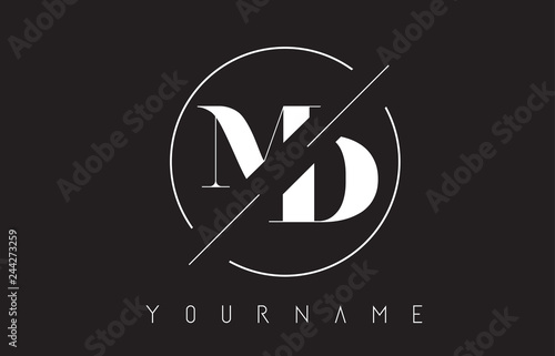 MD Letter Logo with Cutted and Intersected Design photo