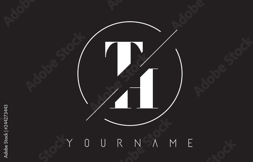 TH Letter Logo with Cutted and Intersected Design photo