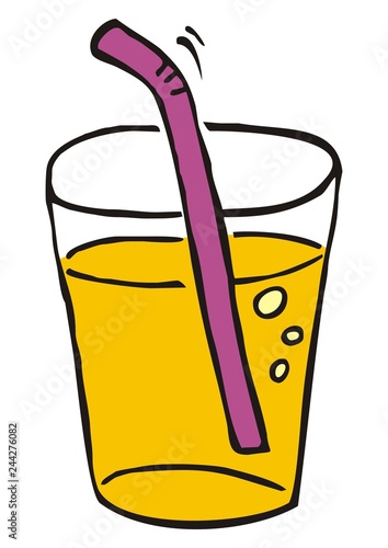 colorful glass with straw, vector illustration