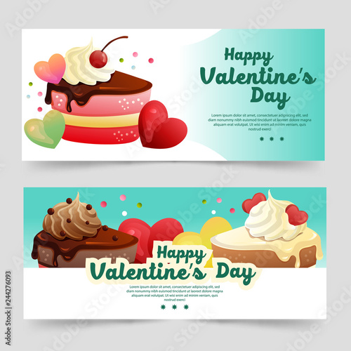 cute valentine theme banner with cute tart