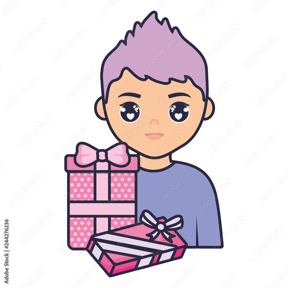 teenager boy young with love gifts