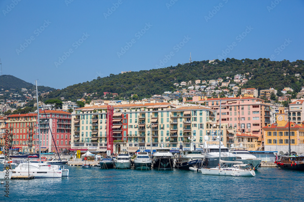 Boats and yachts in the magnificent harbour at Nice in the south of France