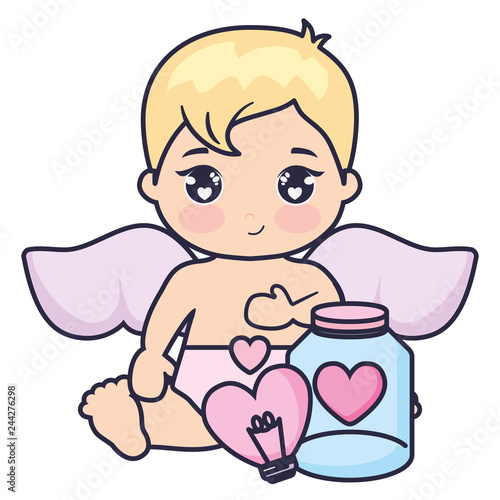 little cupid baby with mason jar