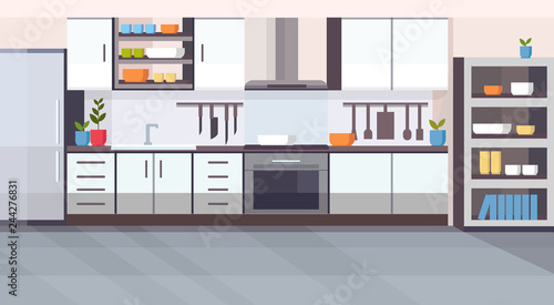 modern kitchen interior design empty no people room with contemporary appliances flat horizontal