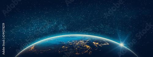 Canvas Print Planet Earth - Asia city lights