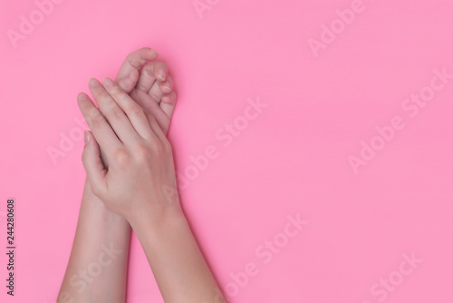 well-groomed female hands of a young girl. body care concept  manicure  skin and nail care