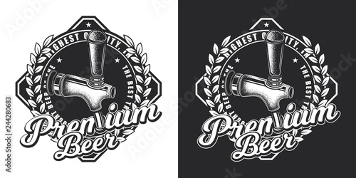 Monochrome vector emblem of premium beer.