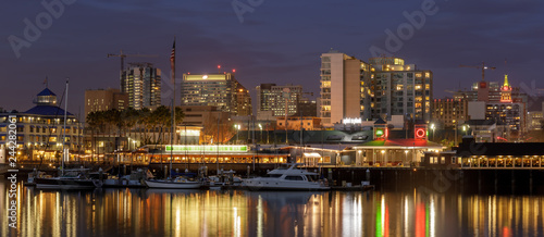 Downtown Oakland via the Alameda Oakland Estuary in the blue hour