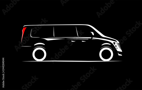 simple silhouette contour minibus