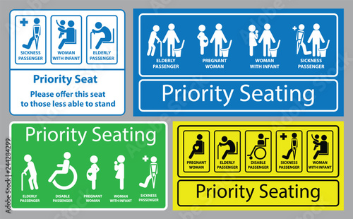 Priority seat sticker. using in public transportation, like bus, train,   mass rapid transit and other. easy to modify