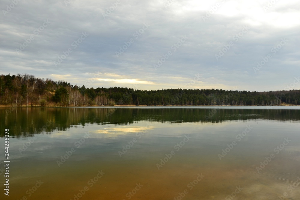 Lake in the forest in autumn