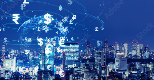 Fotografie Financial technology concept. FinTech. Foreign exchange.