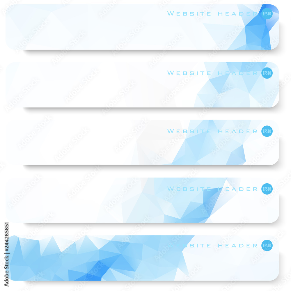 Fototapeta premium Vector design template set of banner, header for website with triangle geometric background