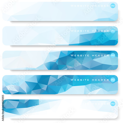 Vector design template set of banner, header for website with triangle geometric background