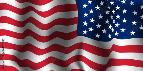 American flag wave. Vector illustration.