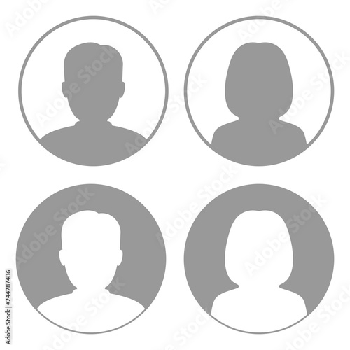 Set of male and female avatars. Vector icon.
