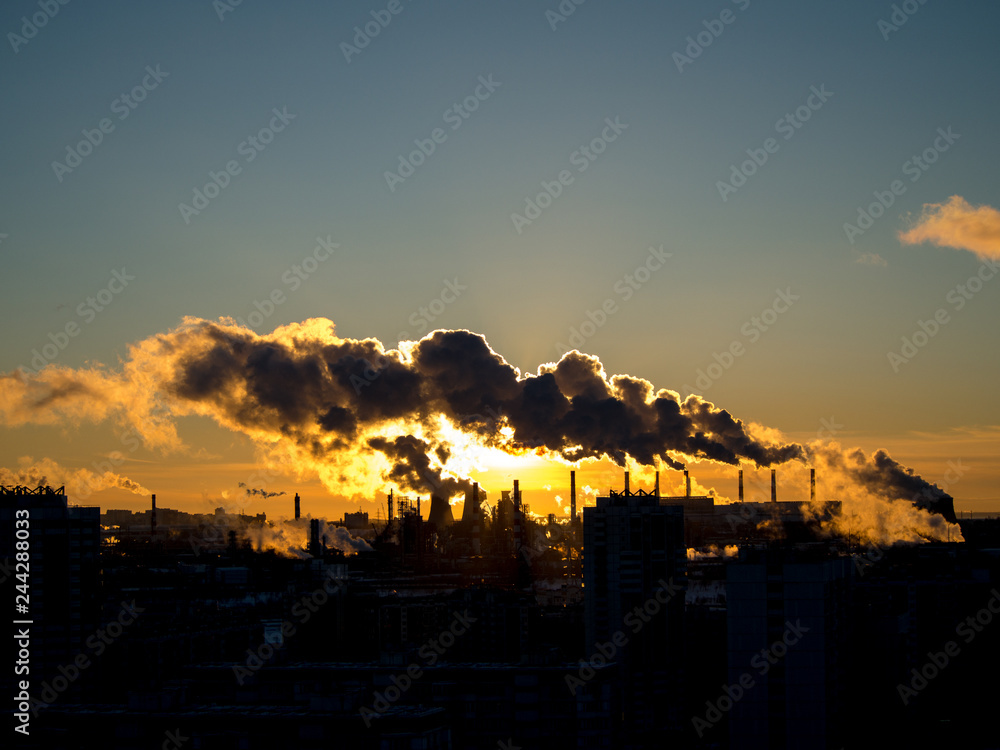 Industrial plant emitting heavy smoke