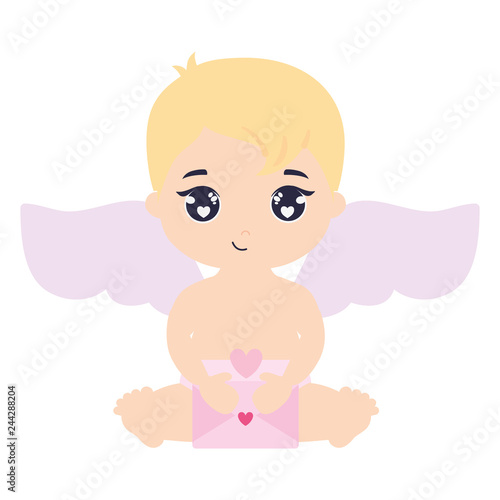 little cupid baby with love envelope
