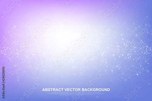 Abstract polygonal background with connected lines and dots. Minimalistic geometric pattern. Molecule structure and communication. Graphic plexus background. Science, medicine, technology concept