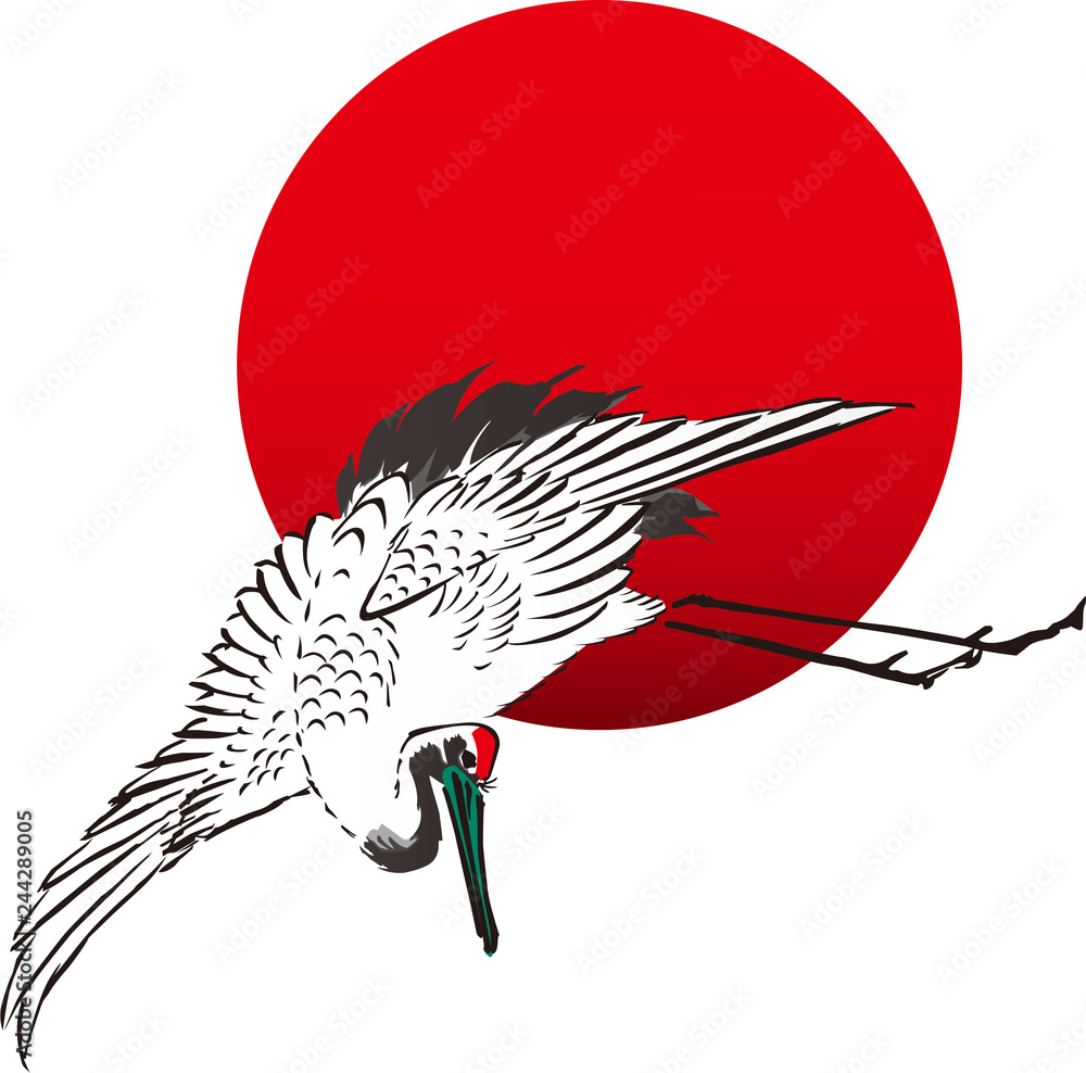 浮世絵 鶴 その1 Stock Vector | Adobe Stock