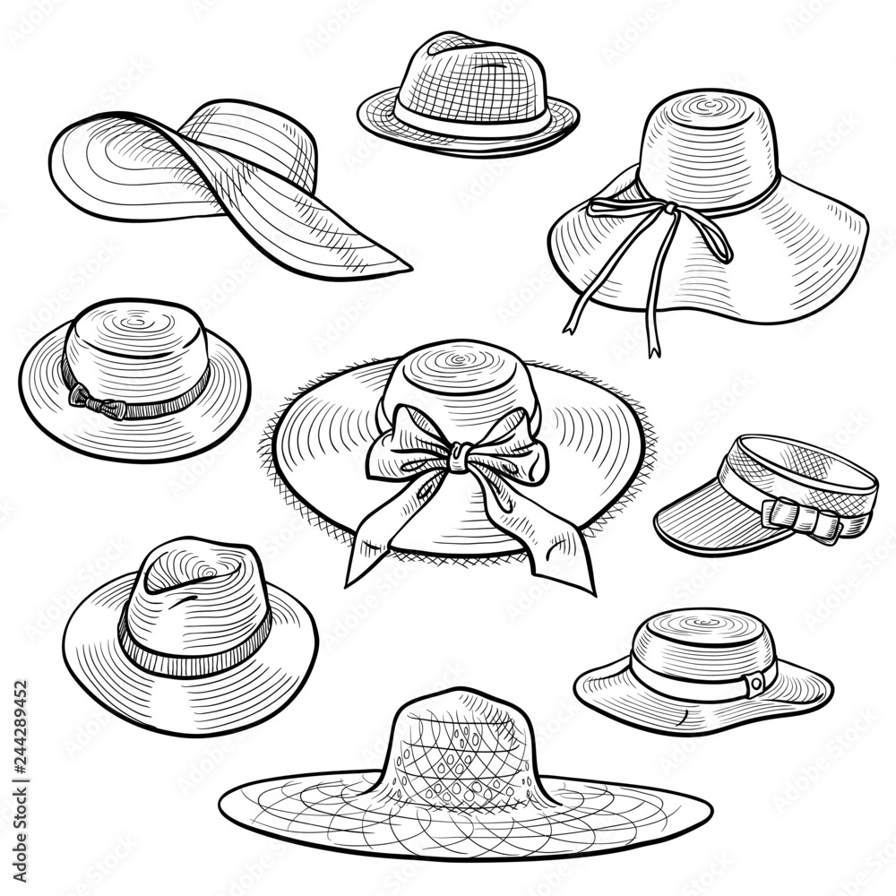 Hat fashion flat technical drawing template Vector Image