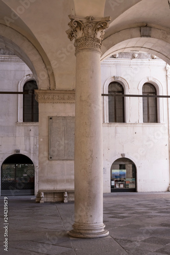 Corinthian column under Loggia building, Brescia, Italy