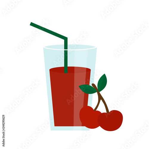 Cherry juice in a glass vector