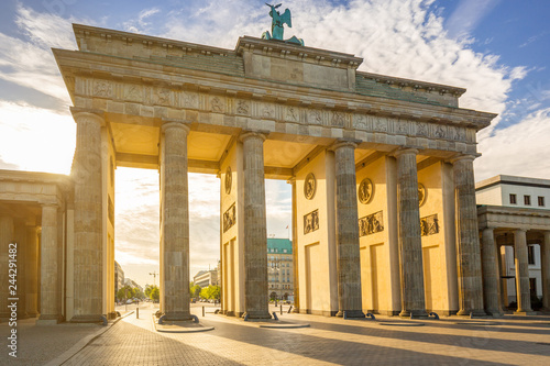 The Brandenburg Gate in Berlin at amazing sunrise, Germany