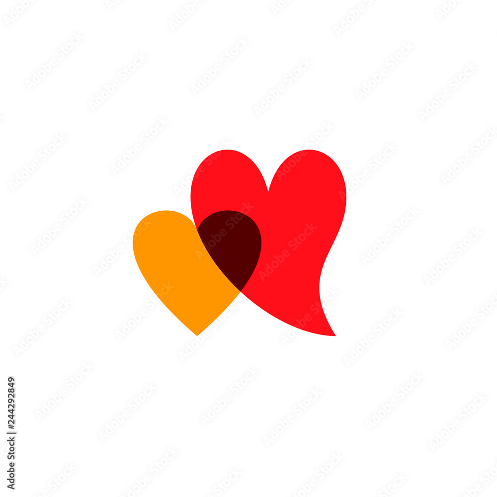 Hearts icon yellow and red on white Hearts icon yellow and red on white