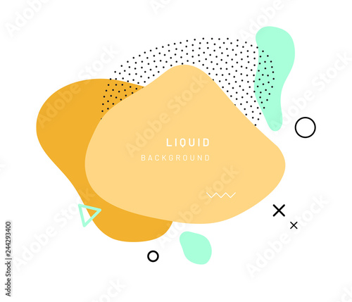 Abstract geometric shapes or texture in memphis style. Retro summer pattern with yellow and green colors. Modern poster design or background composition dots and triangle, free shape form.