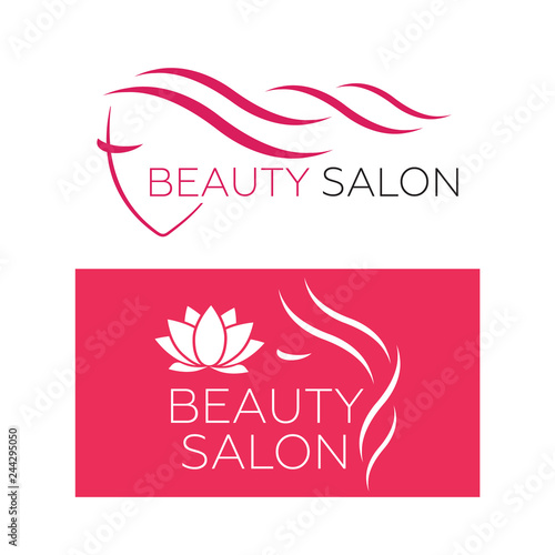Beautiful woman face logo template for hair salon vector