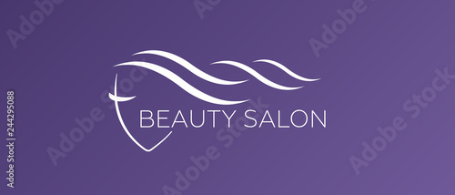 Beautiful woman vector logo template for hair salon. Logo vector cosmetic procedures, spa center