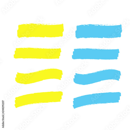 Marker marks. Yellow marker text selection vector